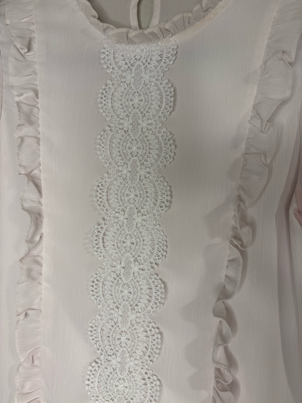 White Ruffled Lace Front Blouse - Picture 2 of 7